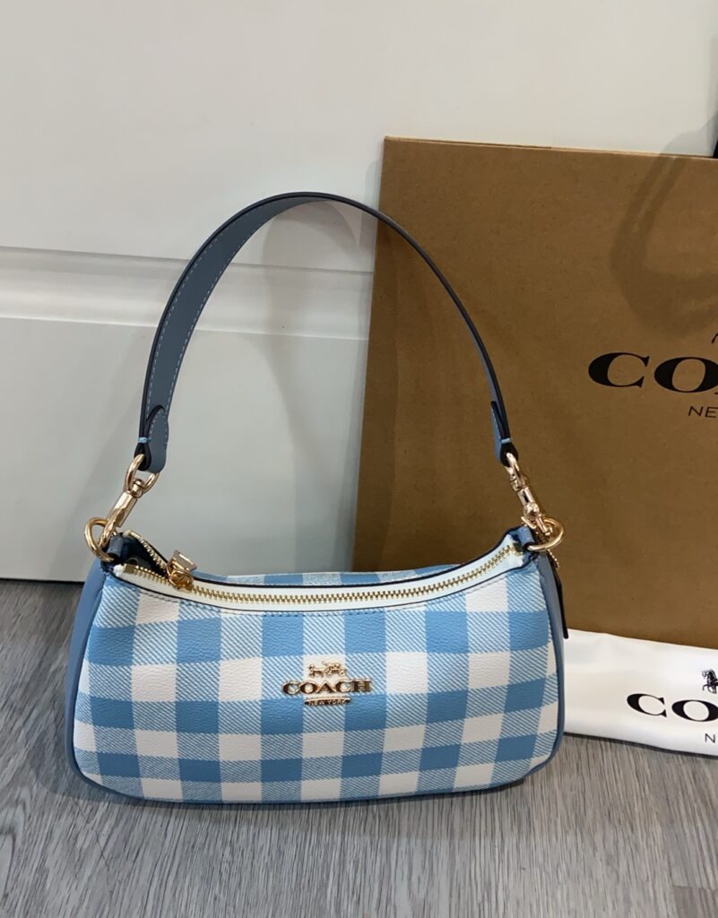Bolsa baguete xadrez azul 4