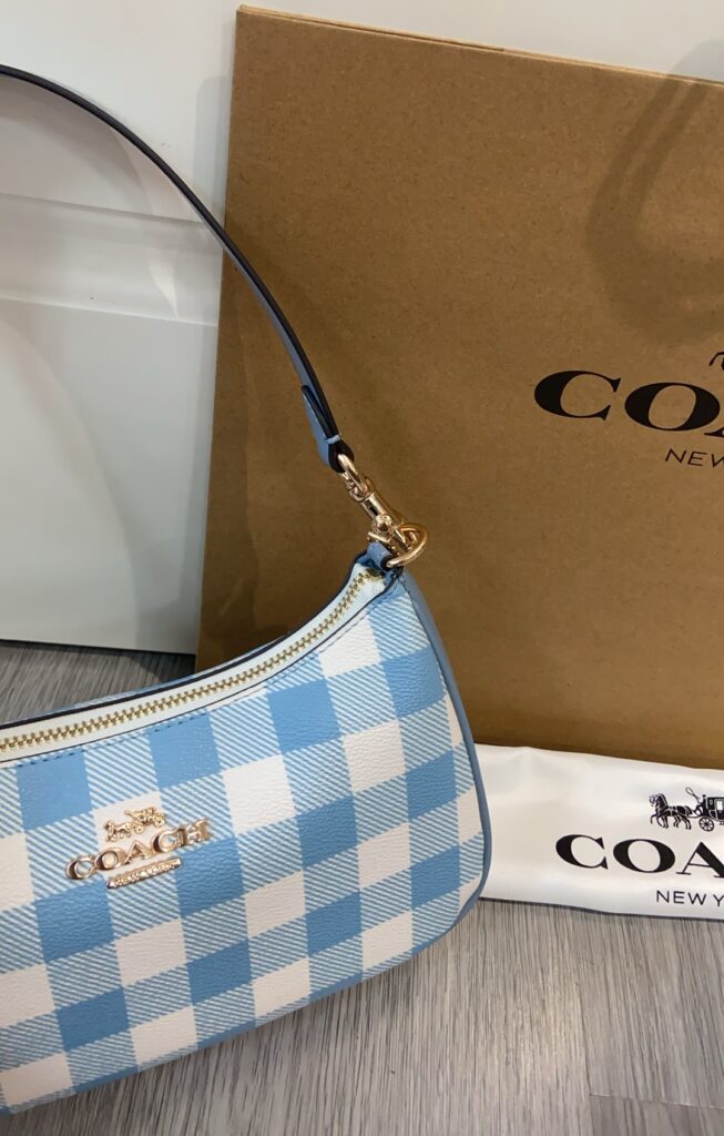 Bolsa baguete xadrez azul 5