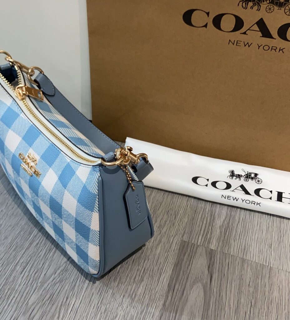 Bolsa baguete xadrez azul 6