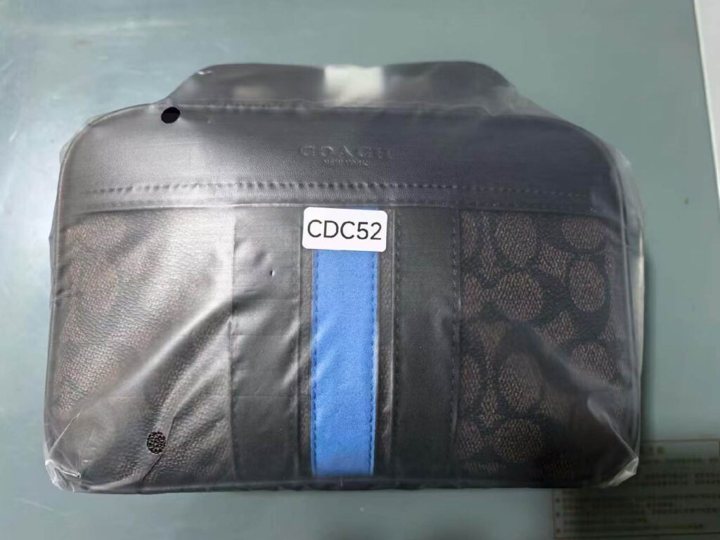 Bolsa camera marrom com faixa azul 2