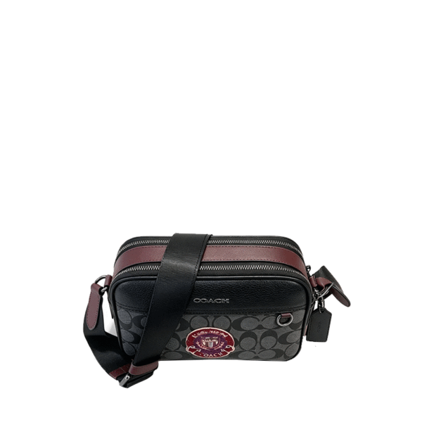 Bolsa camera grafite com patch circular