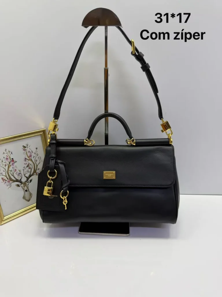 Bolsa estruturada com alça de mão e zíper 31 x 17 cm - Preto - CE001