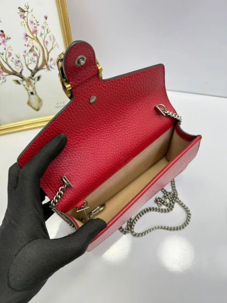 Bolsa carteira Gucci Dionysus vermelha com corrente 19 x 13 cm - Vermelho - GU073