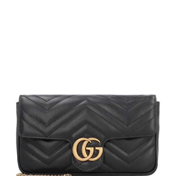 GG Marmont Pequena Bolsa de Ombro Matelasse em Couro Rosa Porcelana