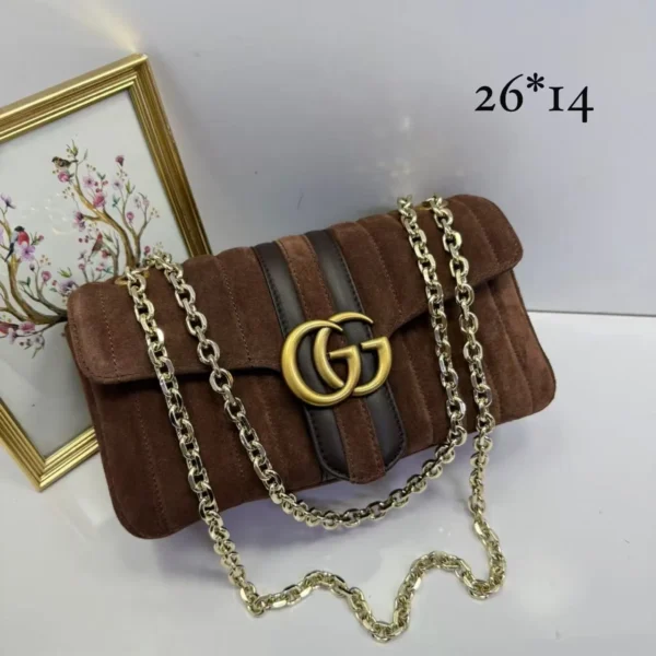 Bolsa de ombro Gucci GG Marmont marrom-escura matelassê - Marrom-escuro - GU076