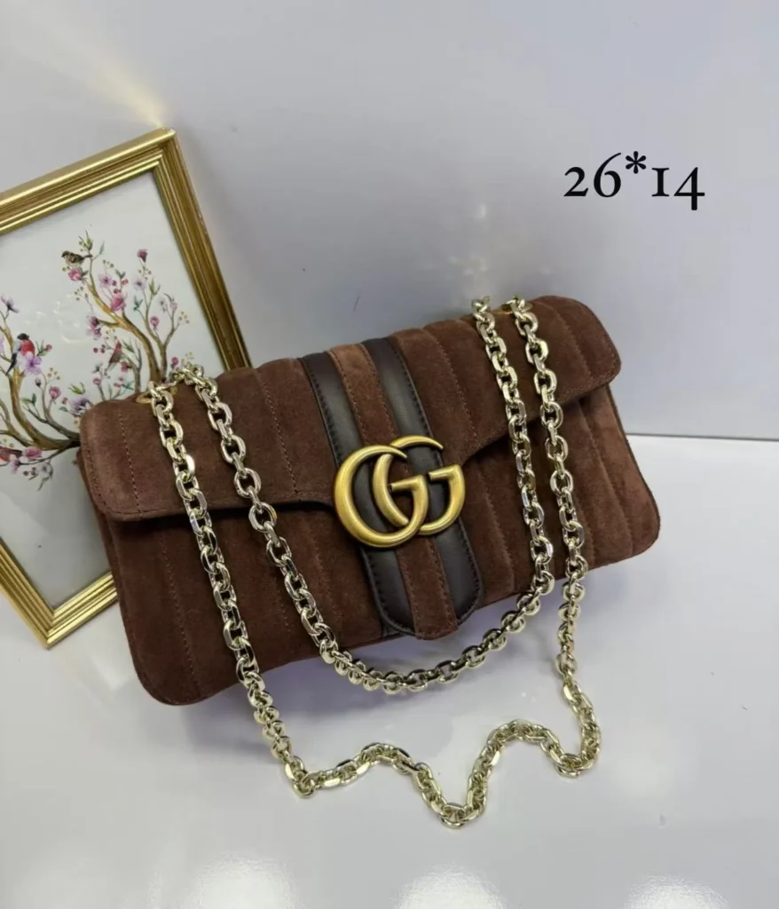 Bolsa de ombro Gucci GG Marmont marrom-escura matelassê - Marrom-escuro - GU076