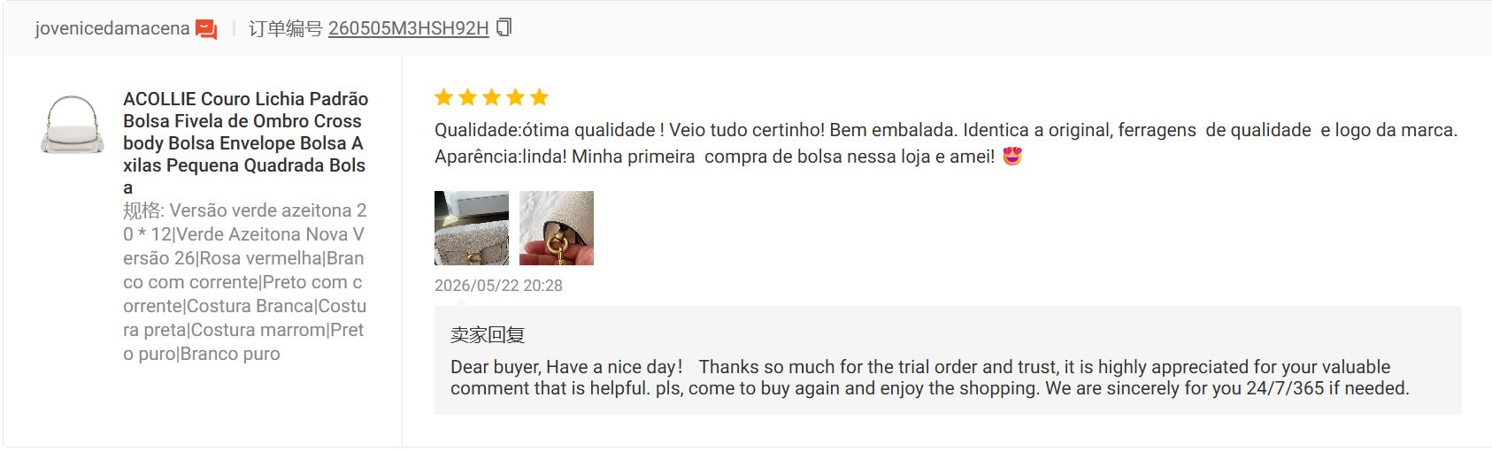 Avaliacao real de cliente ACBOLSA 41