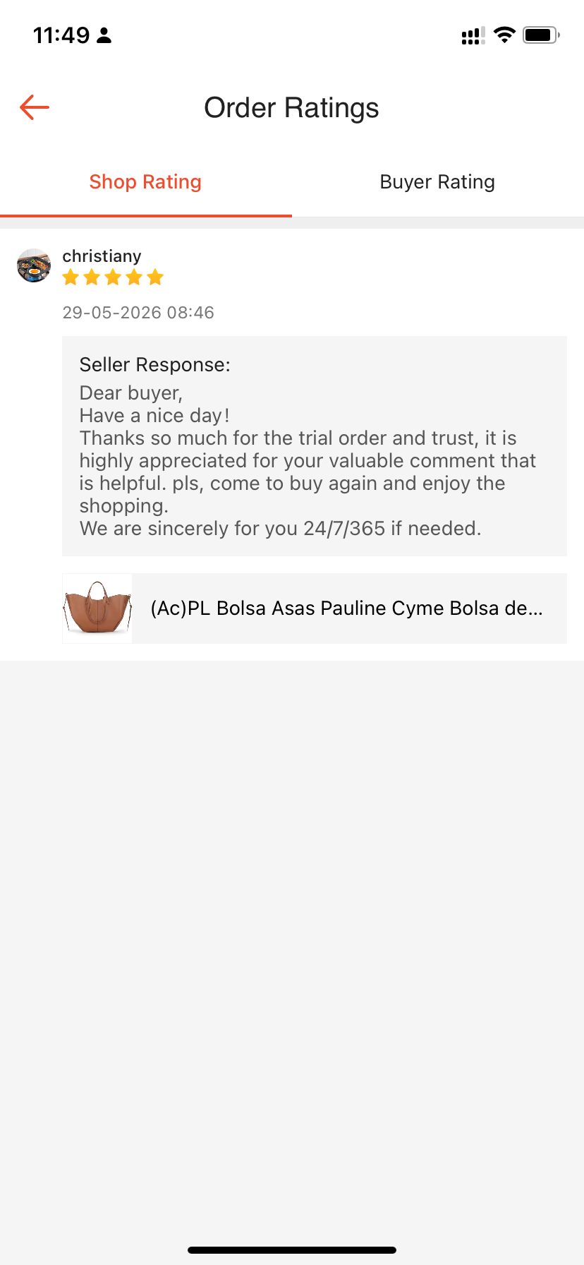 Avaliacao real de cliente ACBOLSA 46